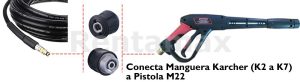 ADAPTADOR CONECTAR MANGUERA KARCHER K2 K3 K4 K5 K6 K7 A PISTOLA M22