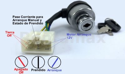LLAVE ARRANQUE GENERADOR 2Kw a 6,5Kw 6 CABLES